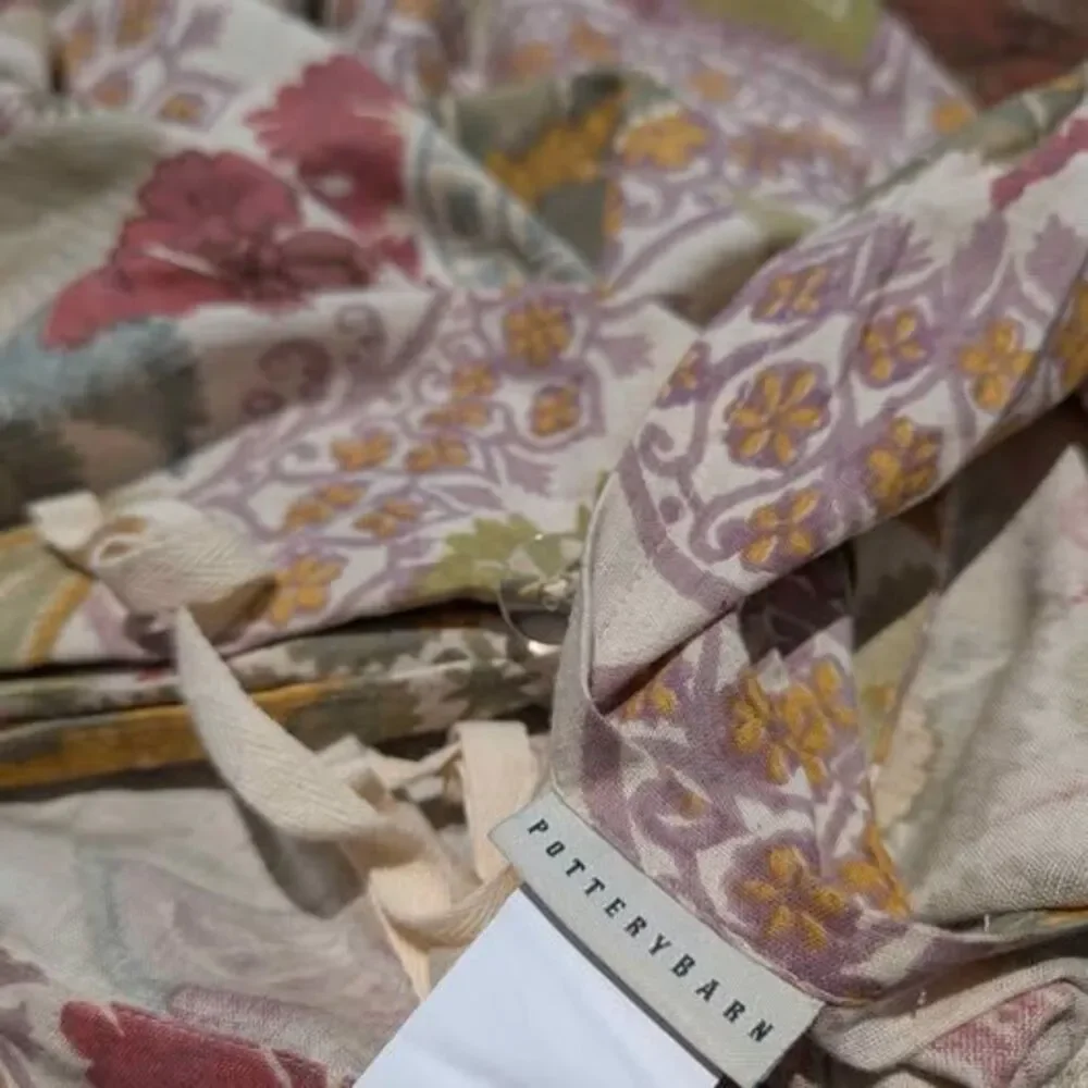 Pottery Barn linen cotton TWIN duvet cover floral botanical